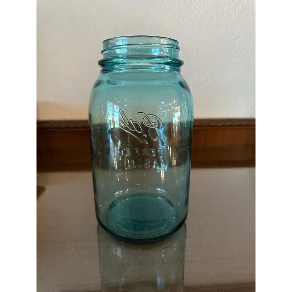 1910-1923 Antique Ball Perfect Mason Blue Quart Jar #3
